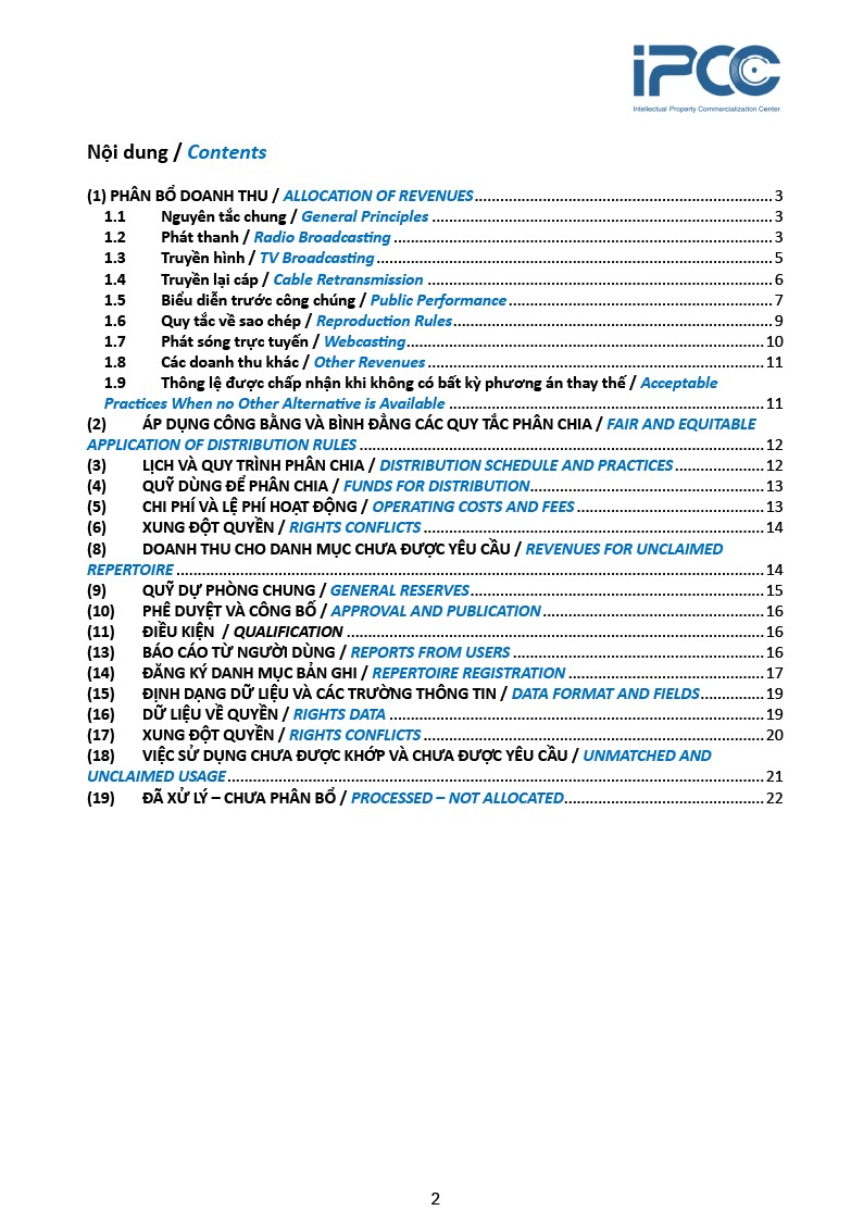 chính sách phân chia tiền bản quyền