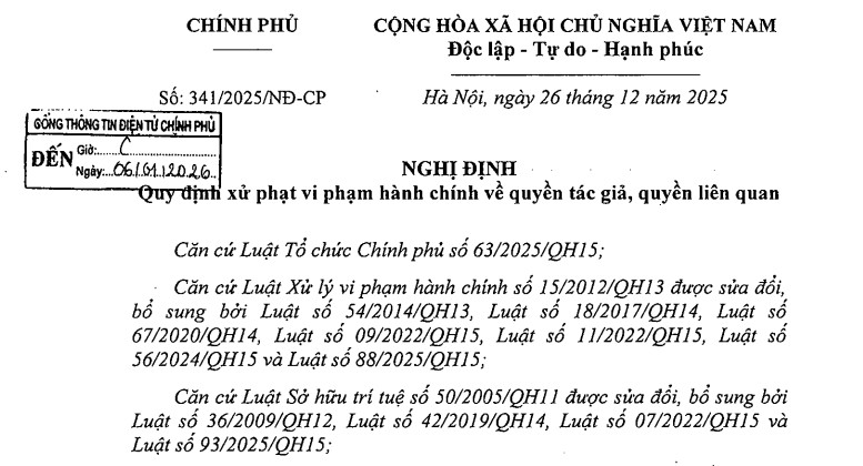 Bắt đầu từ 15/02/2026: áp dụng mức xử phạt hành chính mới liên quan đến sử dụng bản ghi trong thương mại và phát sóng